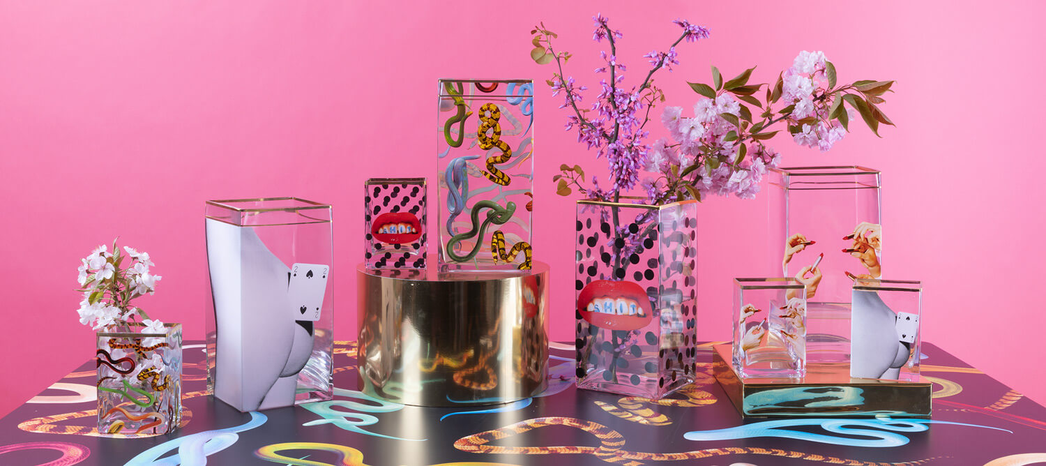 Ваза Two of Spades Big Seletti Toiletpaper Glass Vase 14152 в #REGION_NAME_DECLINE_PP#