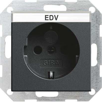 Розетка Gira System 55 Schuko с/з со шторками 16A 250V безвинтовой зажим антрацит 046228 в Санкт-Петербурге