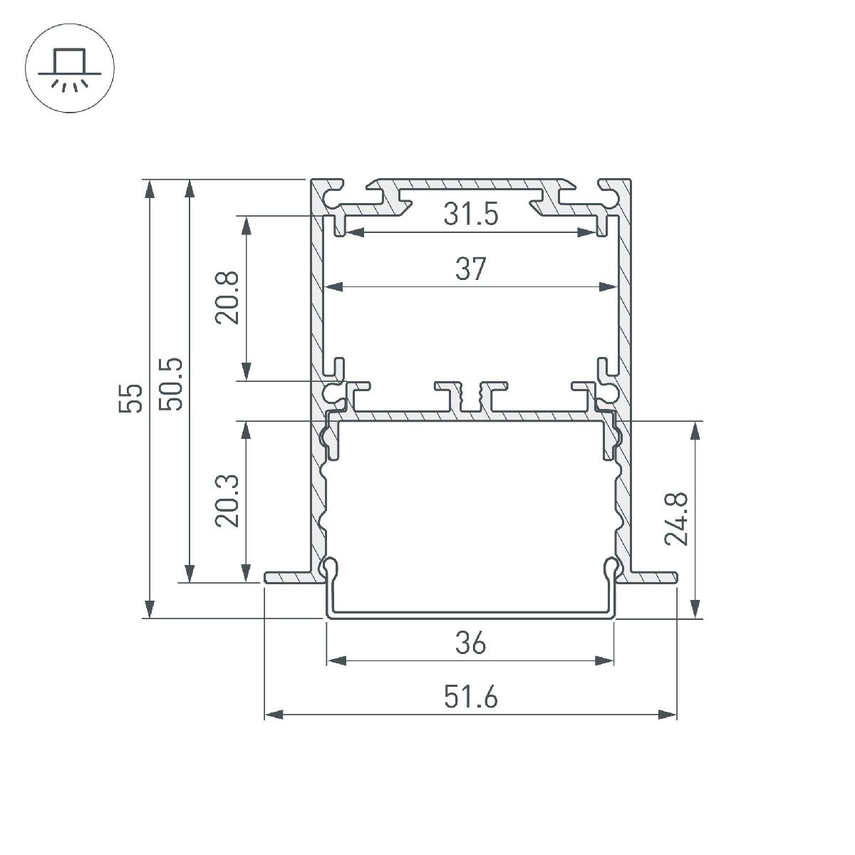 Алюминиевый профиль Arlight SL-LINIA52-3L-F-2000 ANOD BLACK 044685 в Санкт-Петербурге
