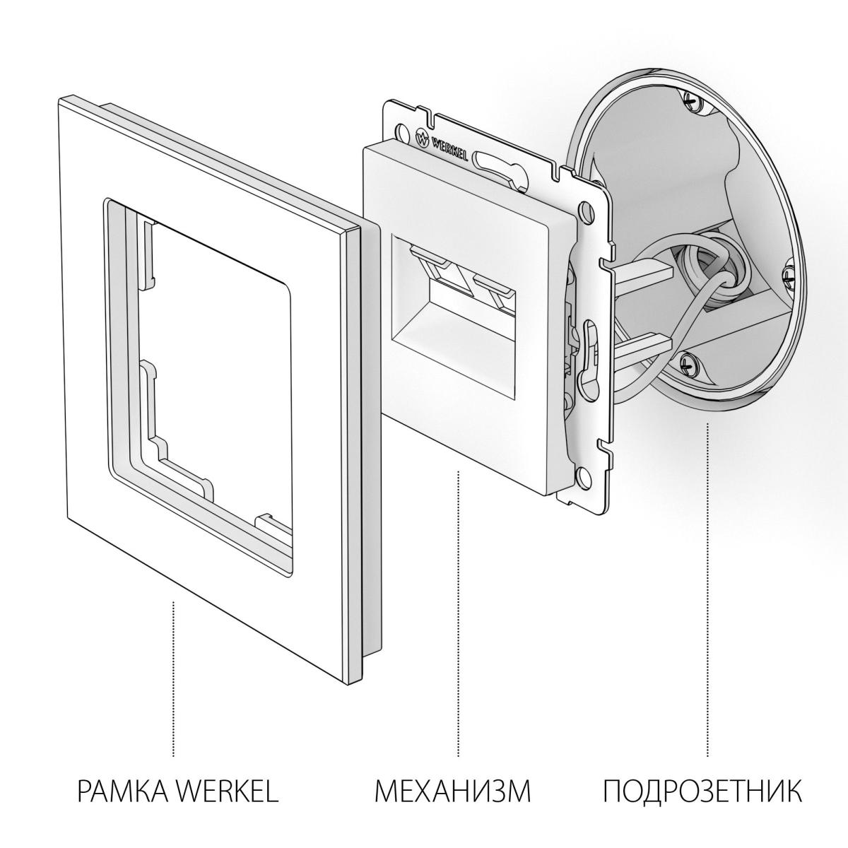Розетка Werkel двойная Ethernet RJ-45 черный матовый W1182208 4690389157004 в Санкт-Петербурге