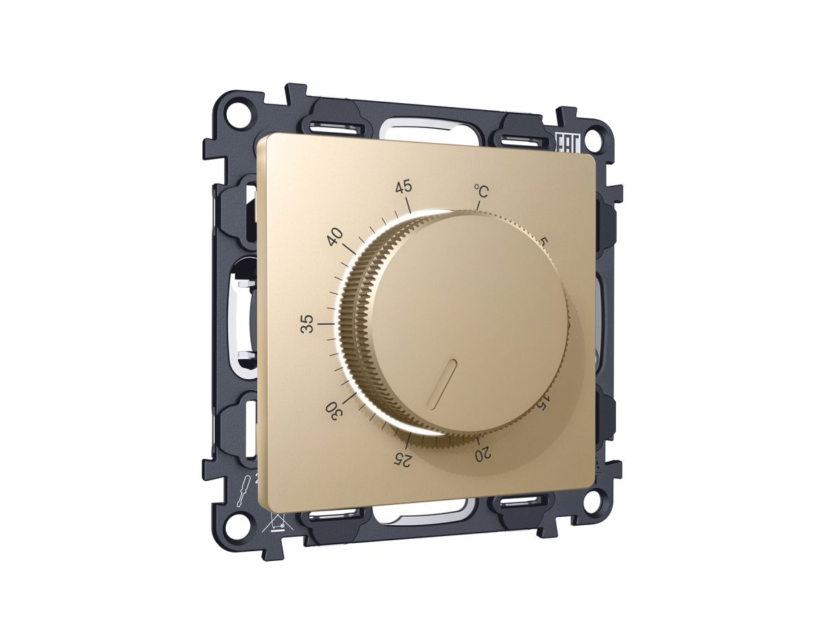 Комплект механизма терморегулятора с датчиком для теплого пола с подсветкой 16A-250V Alfa Шампань Quant Ambrella Volt MA605710 (AP6057, VM1381) в Санкт-Петербурге