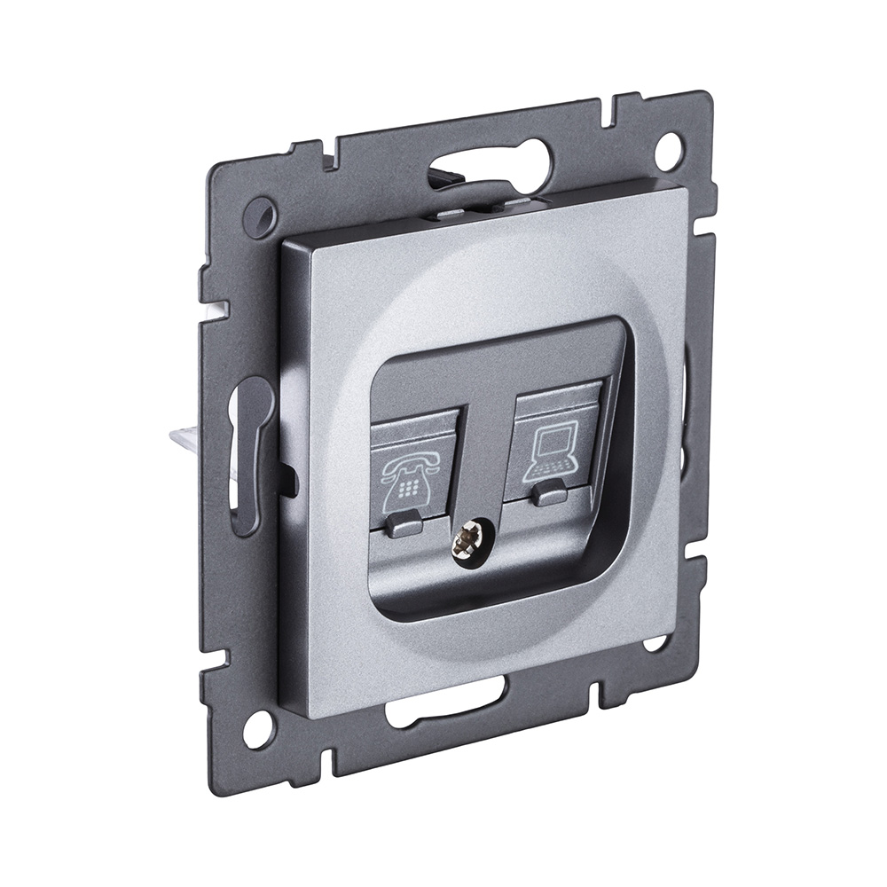 Розетка двойная RJ11 + RJ45 Cat.6, серый Kollinger REA-011GY для Aspekt, Eleganz, Reflex в #REGION_NAME_DECLINE_PP#