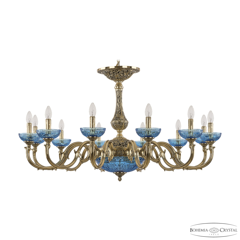 Подвесная люстра Bohemia Ivele Crystal Verona 72101P/12/360 GB P Aquamarine/M-1G в Санкт-Петербурге