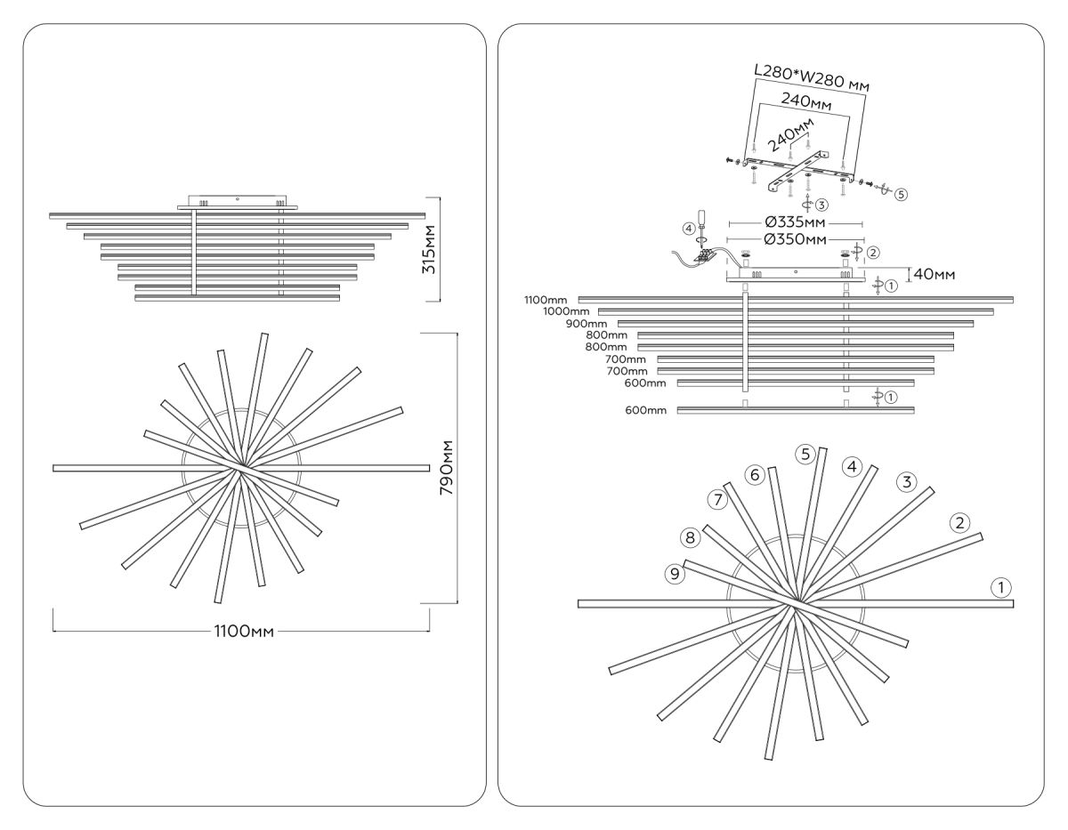 Потолочная люстра Ambrella Light Comfort LineTech FL6291 в Санкт-Петербурге