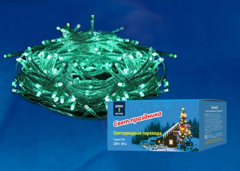 Светодиодная гирлянда  Uniel (UL-00005760) зеленый ULD-S0500-050/DTA Green IP20 в Санкт-Петербурге