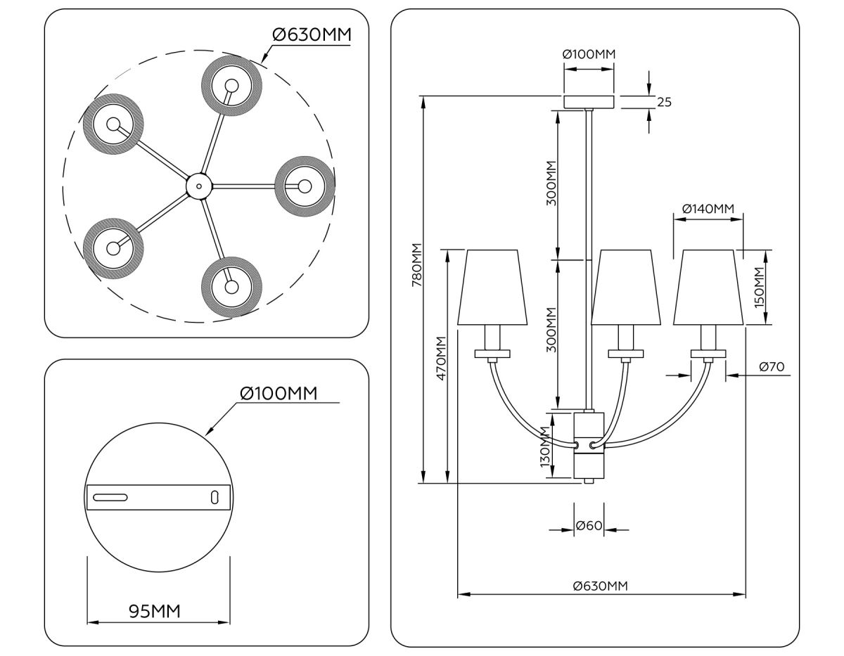 Люстра на штанге Ambrella Light High Light Ceramo Classic LH75351 в #REGION_NAME_DECLINE_PP#