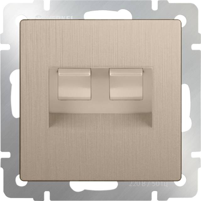 Розетка телефонная RJ-11 и Ethernet RJ-45 шампань рифленая Werkel WL10-RJ11-45 4690389085222 в Санкт-Петербурге