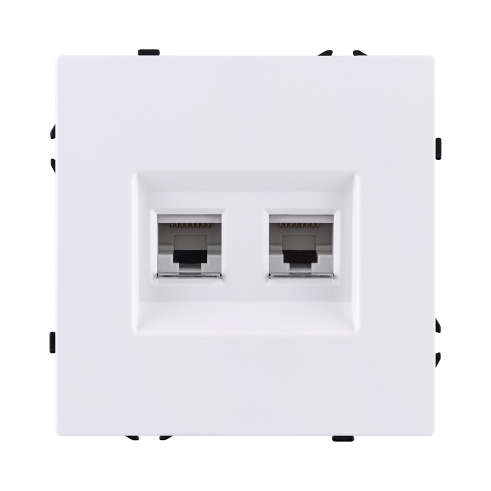 Розетка двойная Ethernet RJ45 Cat.6, белый матовый Kollinger Eclipse EC-018WH в #REGION_NAME_DECLINE_PP#