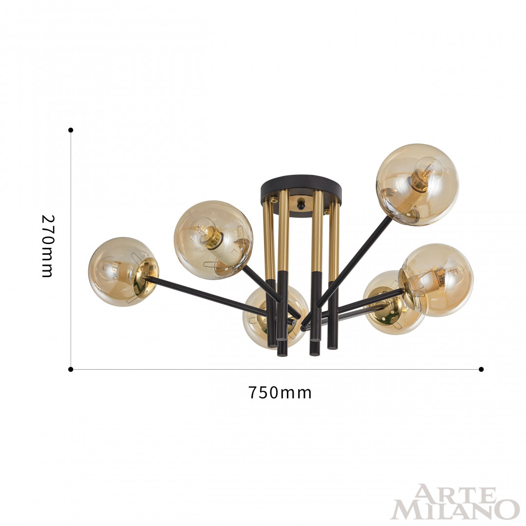 Потолочная люстра Arte Milano Neapolis 273708/6 BK/GD в #REGION_NAME_DECLINE_PP#
