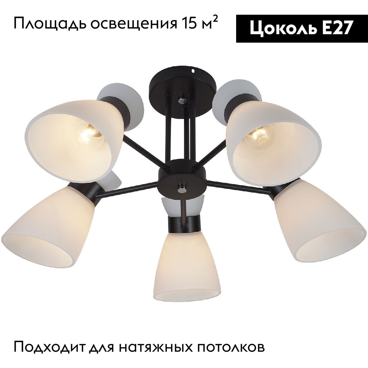 Потолочная люстра Reluce 01416-0.3-05 BK+CR в Санкт-Петербурге