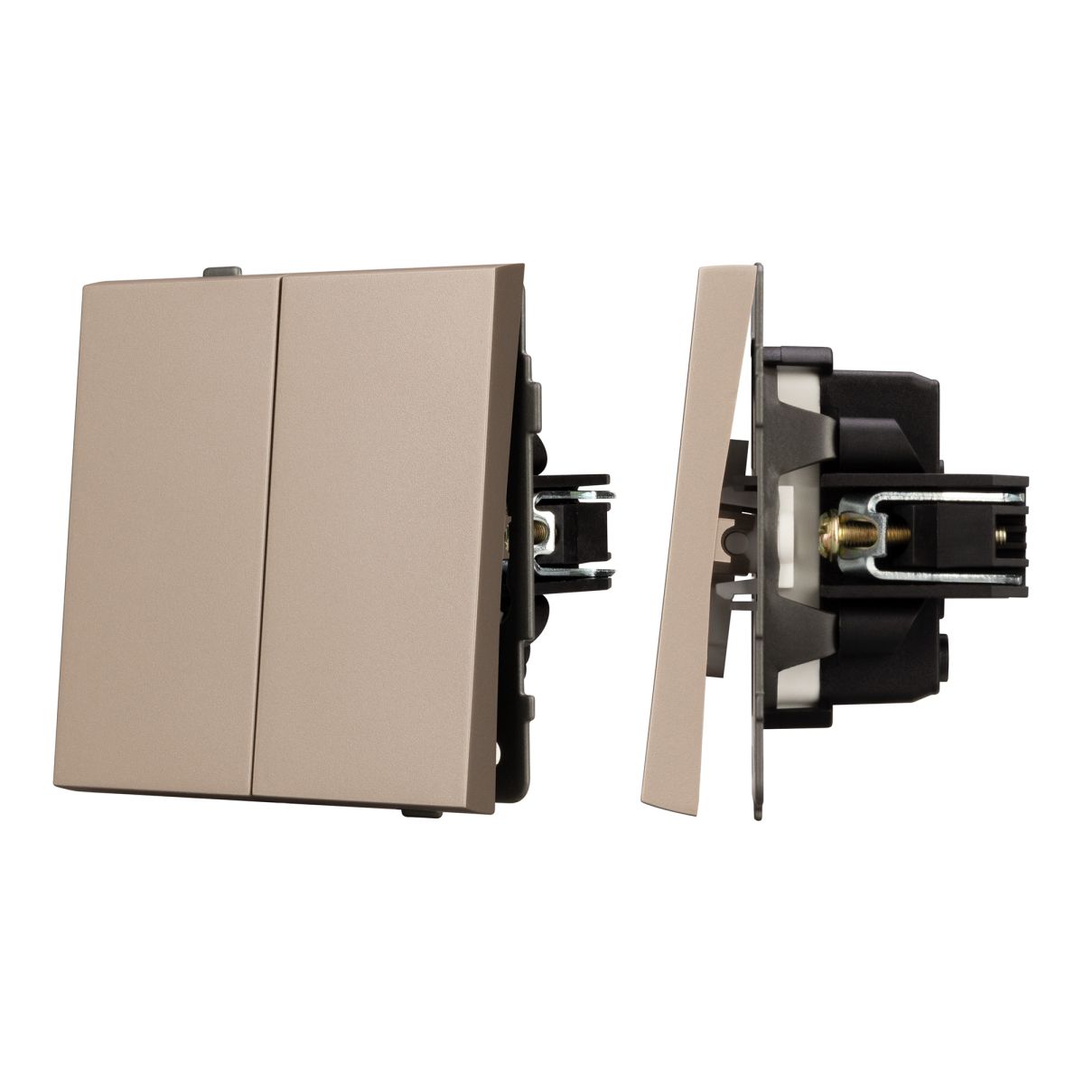 Механизм выключателя двухклавишный проходной Arlight SWT-TENDO-MKP2-PL-GD (230V, 10A) 054069 в Санкт-Петербурге