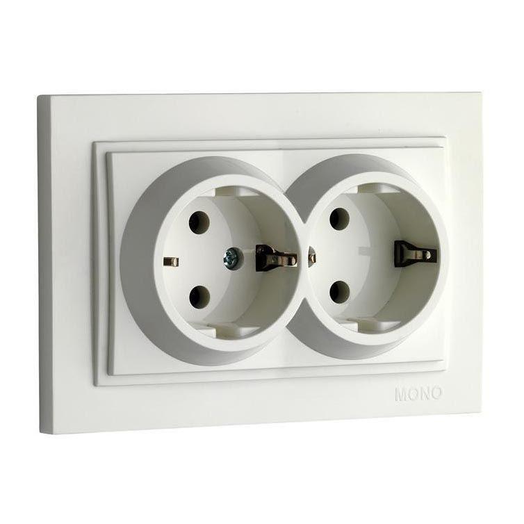 Розетка с заземлением двойная Mono Electric Despina 16А 250В жемчуг 102-252504-120 в Санкт-Петербурге