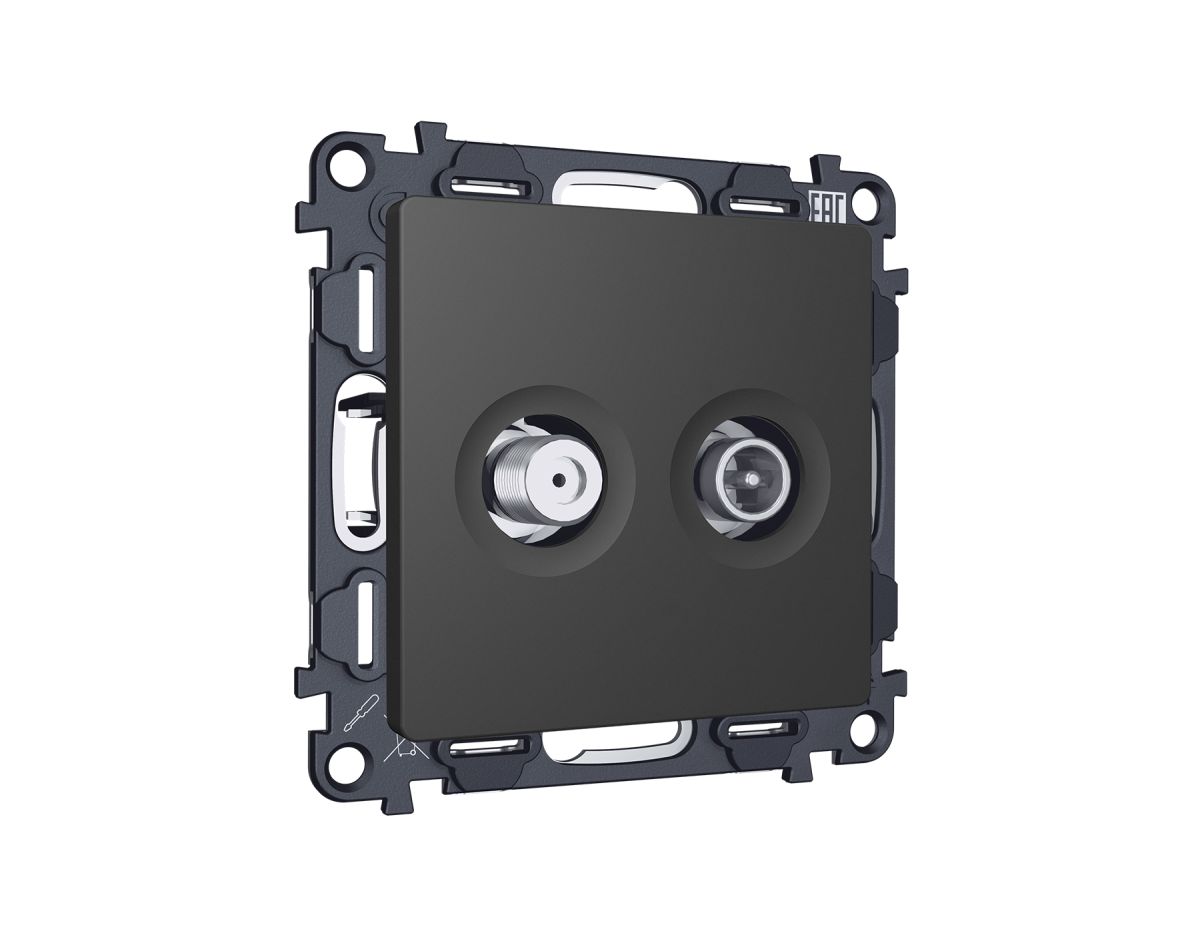 Комплект механизма розетки TV оконечной + SAT 5-862MHz 3.5dB/950-2150MHz 3.5dB Alfa Графит мягкое касание Quant Ambrella Volt MA913310 (AP9133, VM217) в #REGION_NAME_DECLINE_PP#