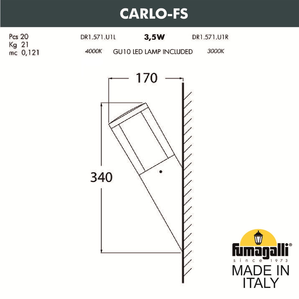 Уличный настенный светильник Fumagalli Carlo DR1.571.000.WXU1L в Санкт-Петербурге