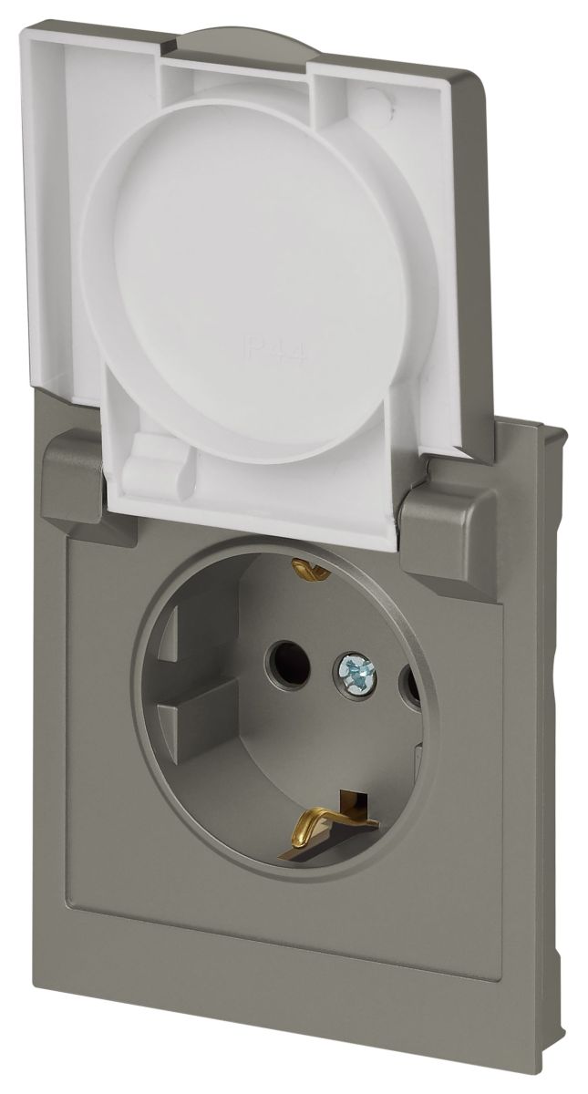 Розетка Эра Arktik 16-2103-07 с заземлением 2P+E Schuko со шторками с крышкой 16А-250В титан Б0070440 в Санкт-Петербурге