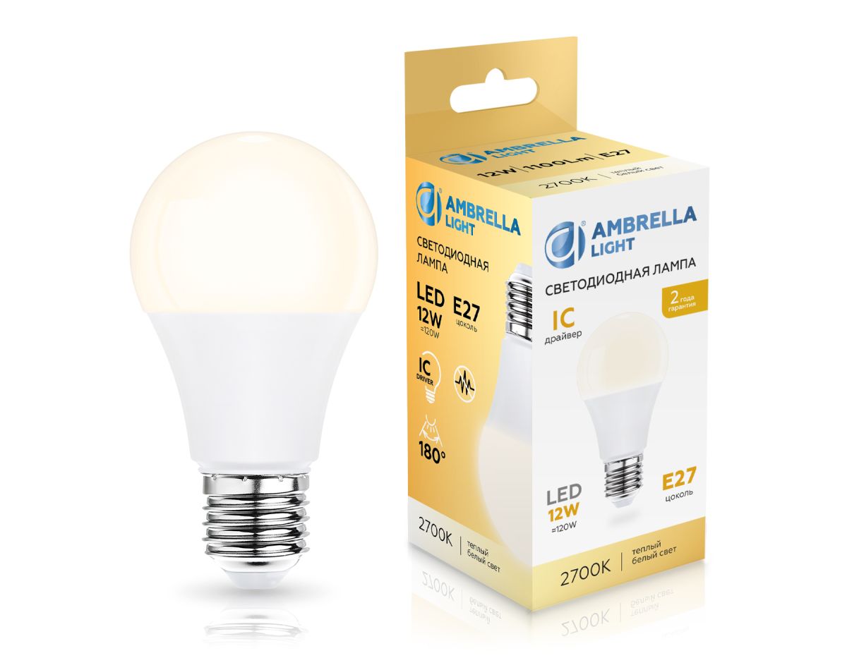 Светодиодная лампа Ambrella Light Bulbing E27 12W 2700K 601203 в #REGION_NAME_DECLINE_PP#