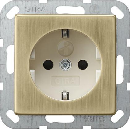 Розетка Gira System 55 Schuko с/з со шторками 16A 250V безвинтовой зажим бронза/кремовый 0453613 в Санкт-Петербурге