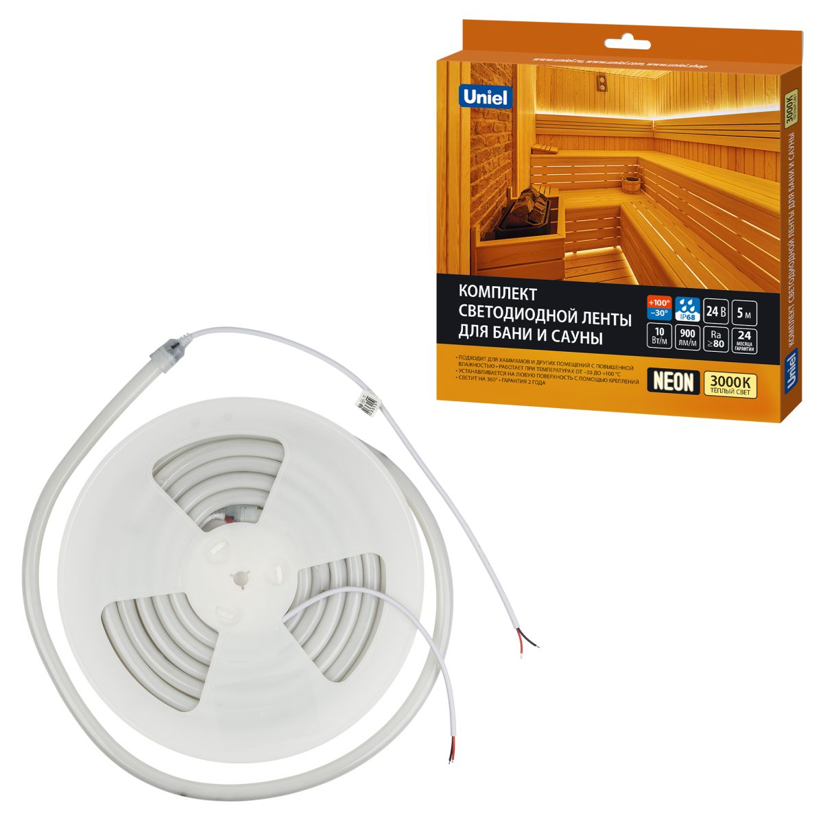 Комплект гибкого неона Uniel ULS-N40-2835-120LED/m-16mm-IP68-DC24V-10W/m-5M-3000K NEON SET01 UL-00012843 в #REGION_NAME_DECLINE_PP#