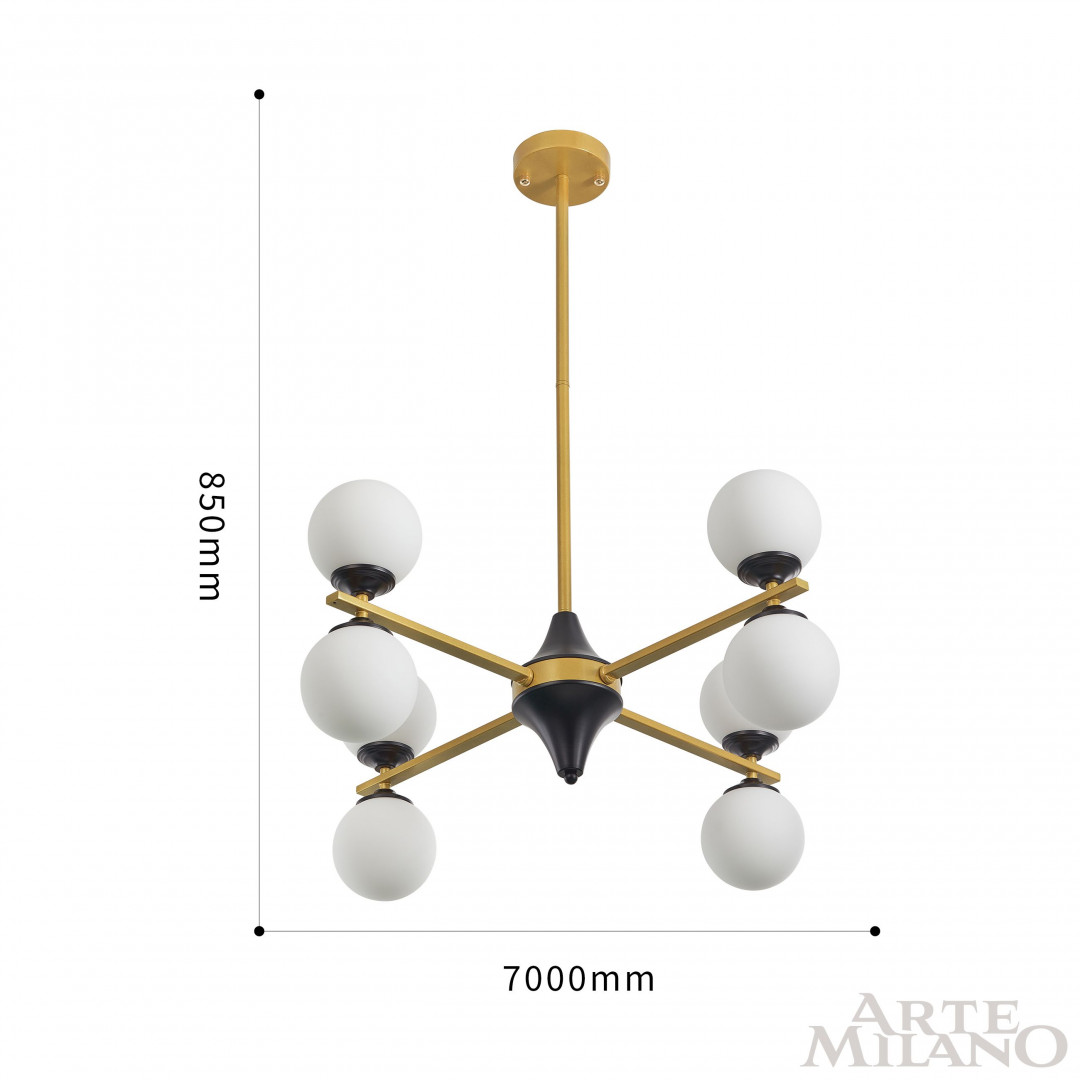 Люстра на штанге Arte Milano 271580/8 BK/GD в Санкт-Петербурге