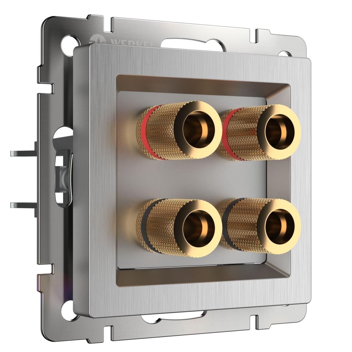 Акустическая розетка Werkel х4 серебряная рифленая WL09-AUDIOx4 4690389085024 в Санкт-Петербурге