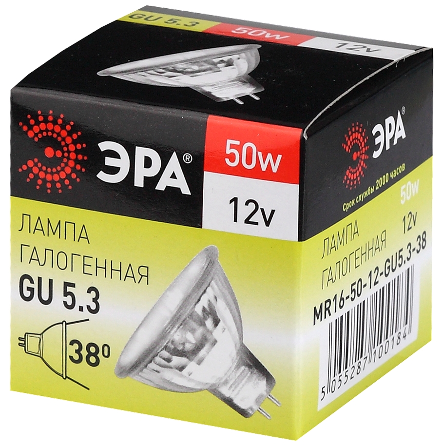 Лампа галогенная Эра GU5.3 50W 3000K GU5.3-MR16-50W-12V-CL C0027358 в Санкт-Петербурге