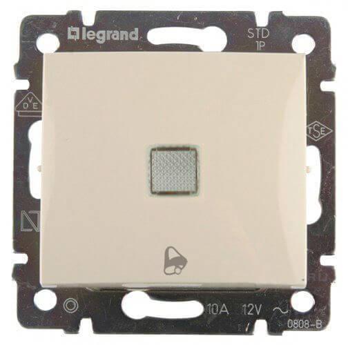 Выключатель кнопочный одноклавишный Legrand Valena 10A 250V с подсветкой Звонок слоновая кость 774115 в Санкт-Петербурге