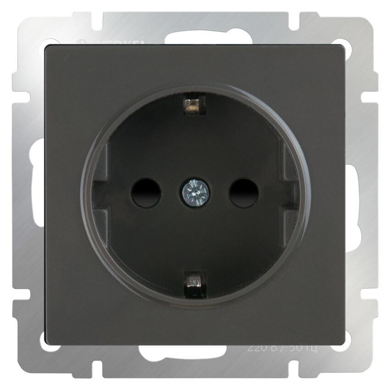 Розетка с заземлением и шторками Werkel серо-коричневый WL07-SKGS-01-IP44 4690389086625 в Санкт-Петербурге