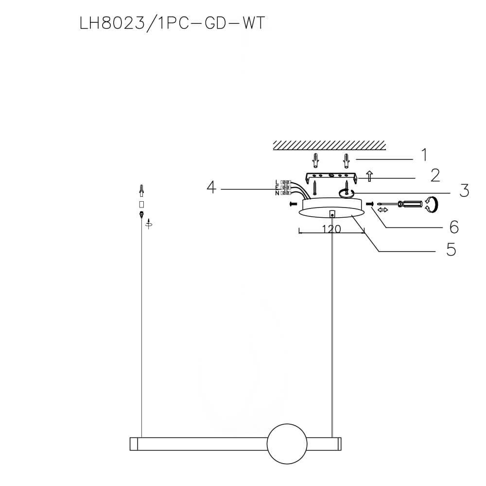 Подвесной светодиодный светильник Lumien Hall Greniya LH8023/1PC-GD-WT в Санкт-Петербурге