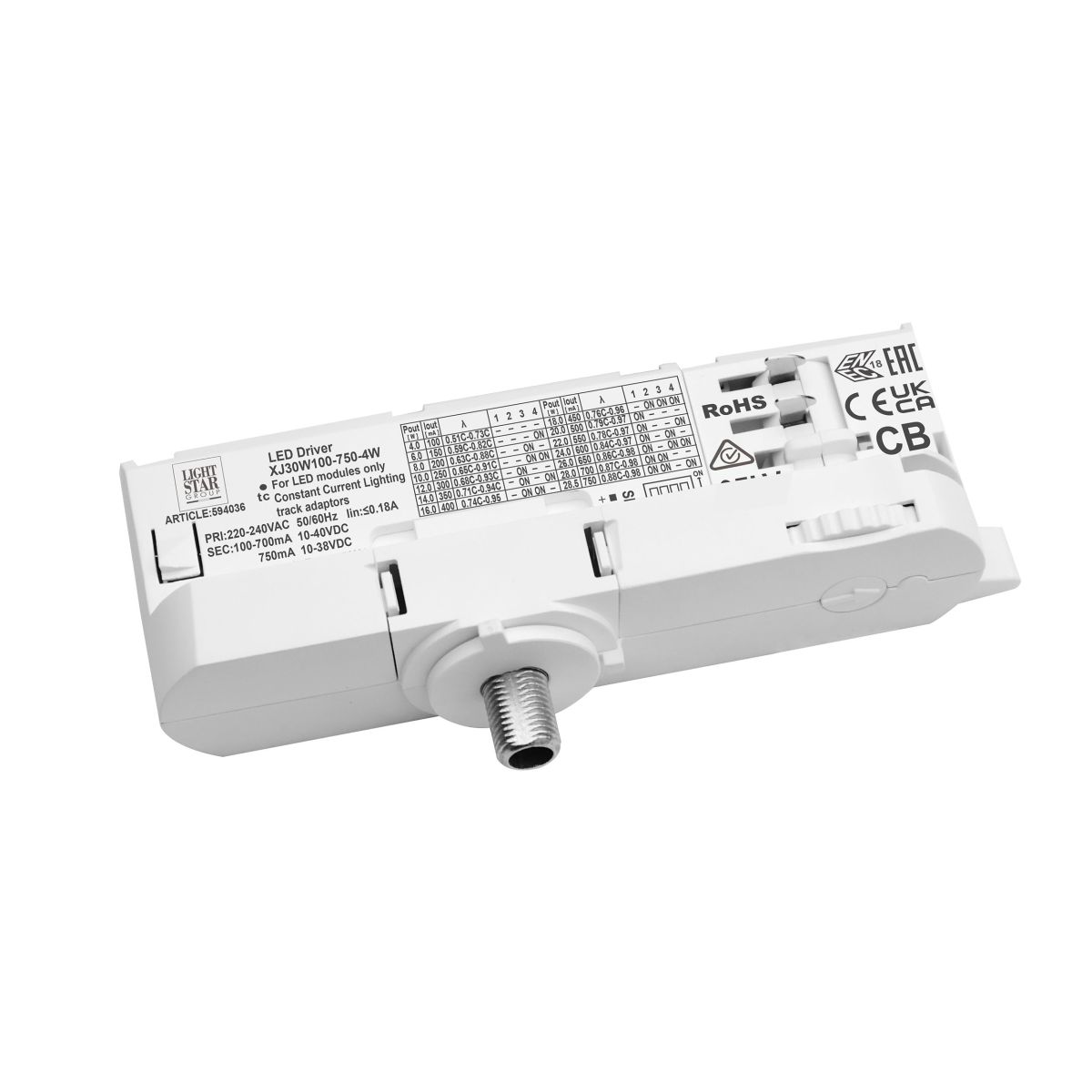 Адаптер с драйвером с DIP-switch для трековой системы Quattro Lightstar 594036 в #REGION_NAME_DECLINE_PP#