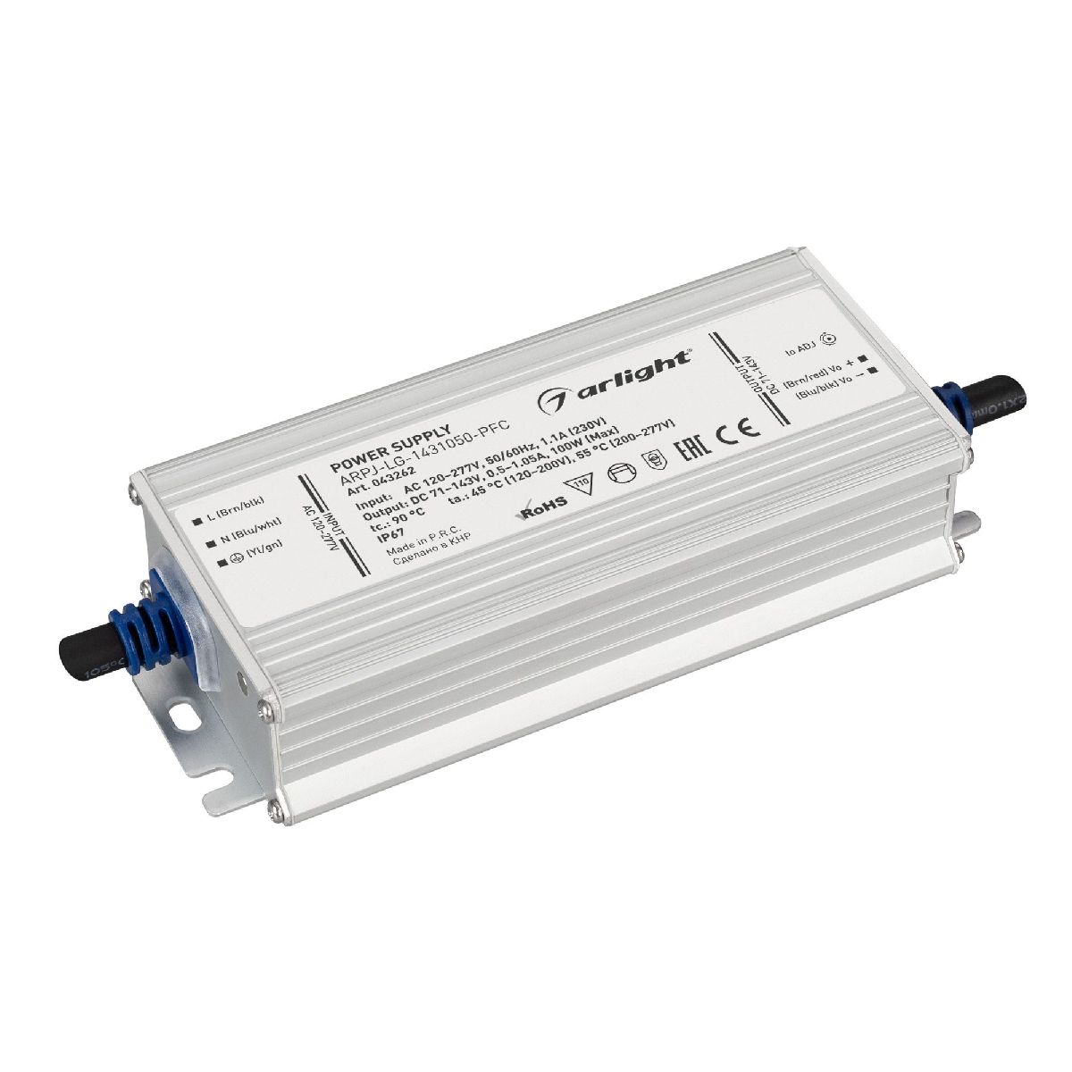 Блок питания Arlight ARPJ-LG-1431050-PFC (100W, 71-143V, 0.5-1.05A, IP67) 043262 в Санкт-Петербурге