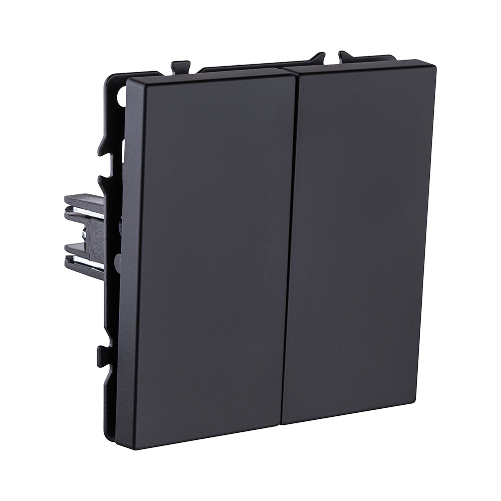 Выключатель 2-клавишный 10А/250В, черный матовый Kollinger Eclipse EC-004BK в #REGION_NAME_DECLINE_PP#