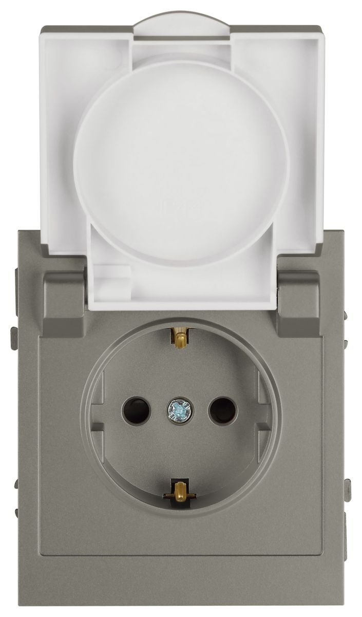 Розетка Эра Arktik 16-2103-07 с заземлением 2P+E Schuko со шторками с крышкой 16А-250В титан Б0070440 в Санкт-Петербурге