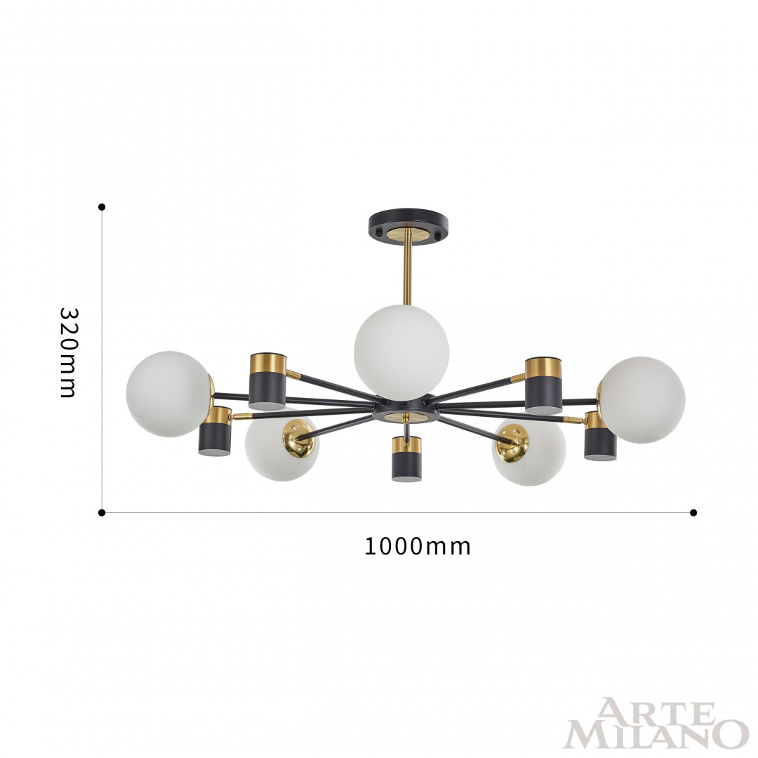 Люстра на штанге Arte Milano Ferrara 274802/10 BK/GD в Санкт-Петербурге