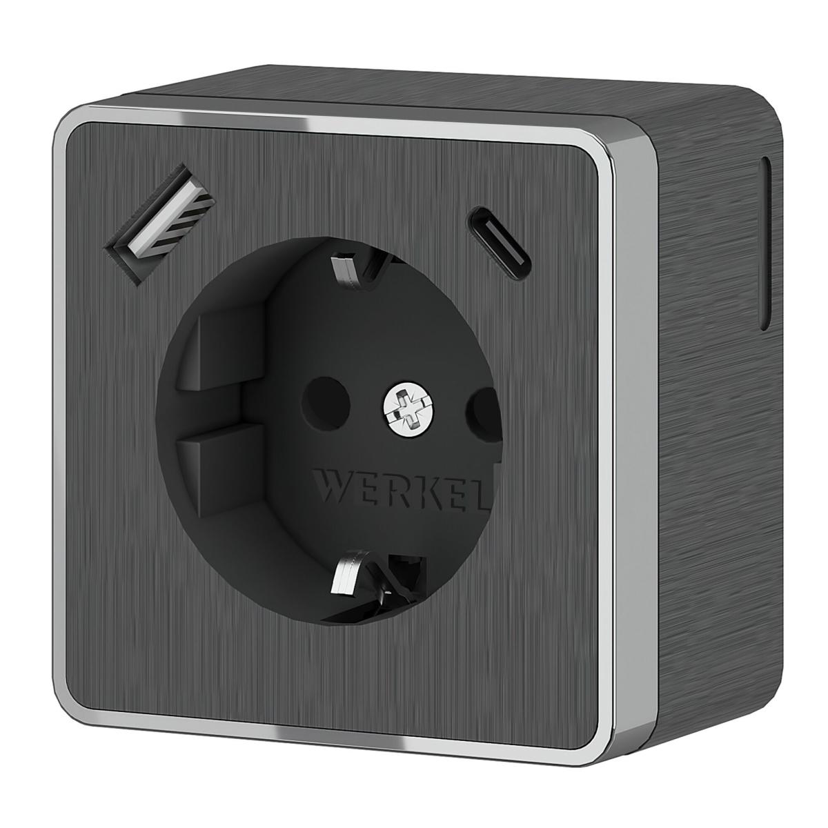 Розетка с заземлением, шторками и USB тип A+C Werkel Gallant W5071704 4690389179617 a057704 в Санкт-Петербурге