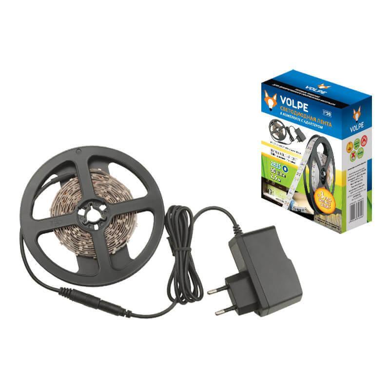 Светодиодная лента Volpe 9,6W/m 60LED/m 2835SMD теплый белый 2,5M ULS-Q721 2835-60LED/m-IP20-2.5M-WW RRP24C00 UL-00000642 в Санкт-Петербурге