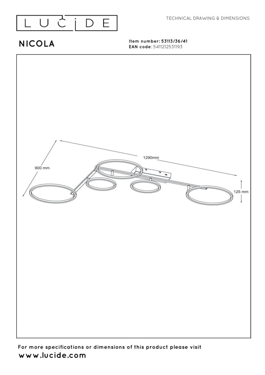 Потолочный светильник Lucide Nicola 53113/36/41 в #REGION_NAME_DECLINE_PP#