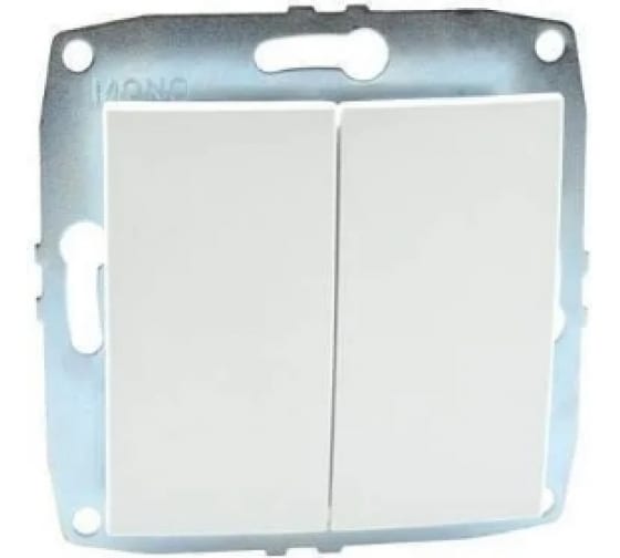 Выключатель двухклавишный проходной Mono Electric Despina-Larissa 10А 250В белый 500-001923-111 в Санкт-Петербурге