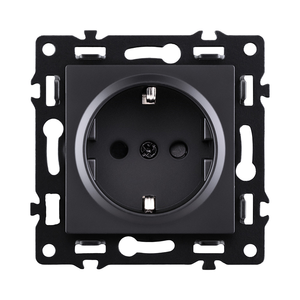 Розетка штепсельная SCHUKO 16A/250 В, черный Kollinger Asthetik AS-014BK в #REGION_NAME_DECLINE_PP#