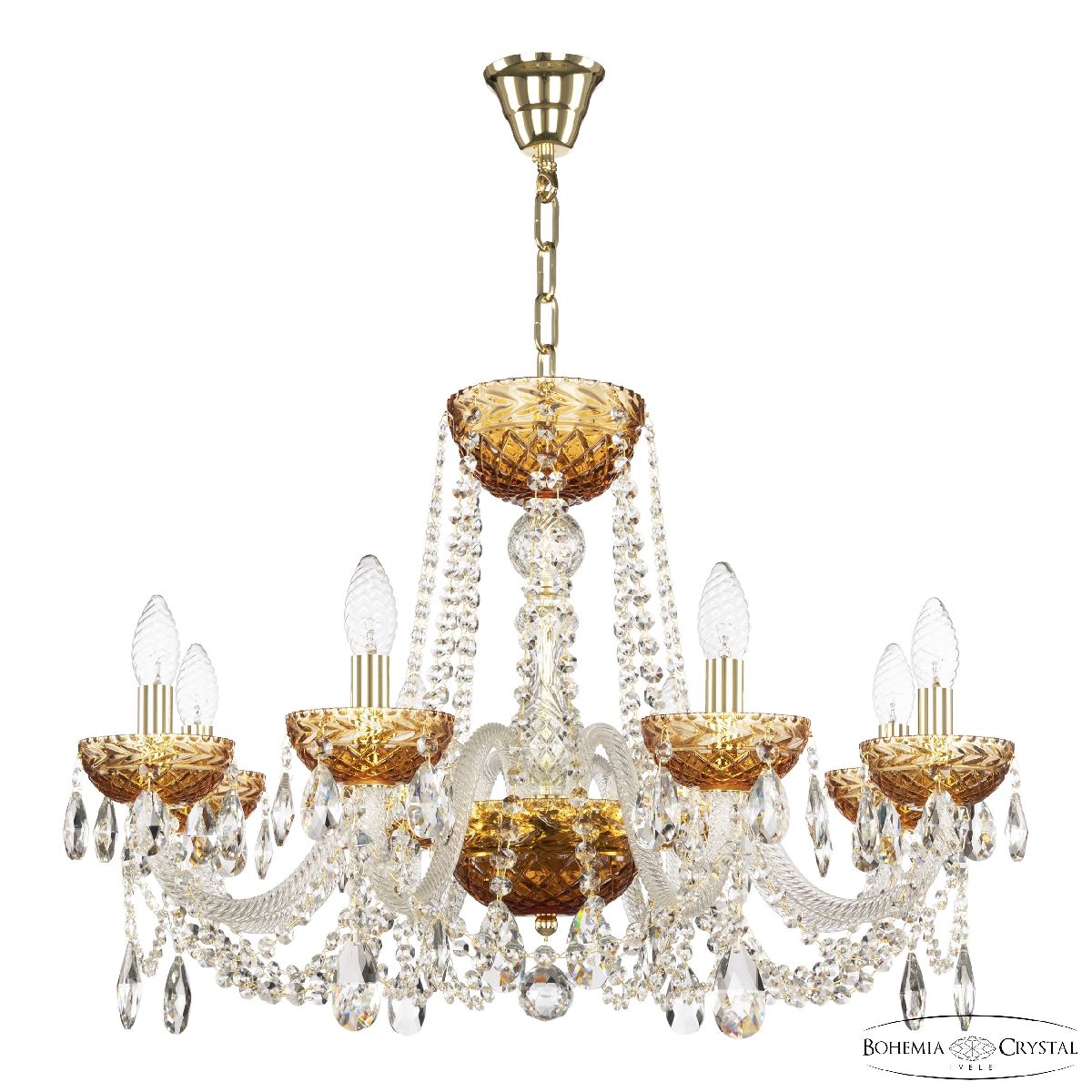 Подвесная люстра Bohemia Ivele Crystal 5402/8/240 G Amber/M-1F в Санкт-Петербурге
