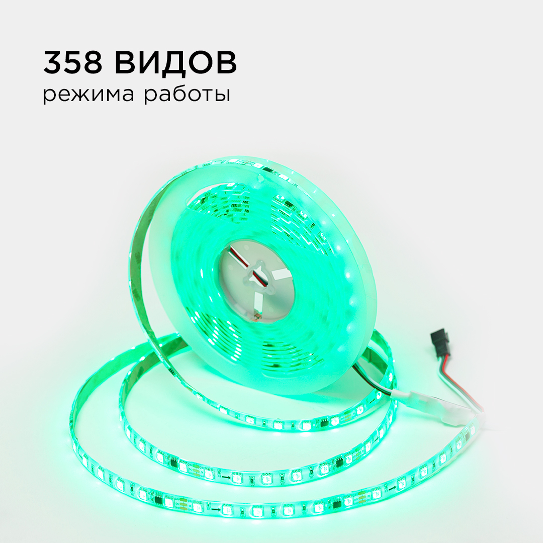 Комплект адресной светодиодной ленты Apeyron 24В 14,4Вт/м smd5050 60д/м IP65 5м RGB (адаптер питания, контроллер) 10-96 в Санкт-Петербурге