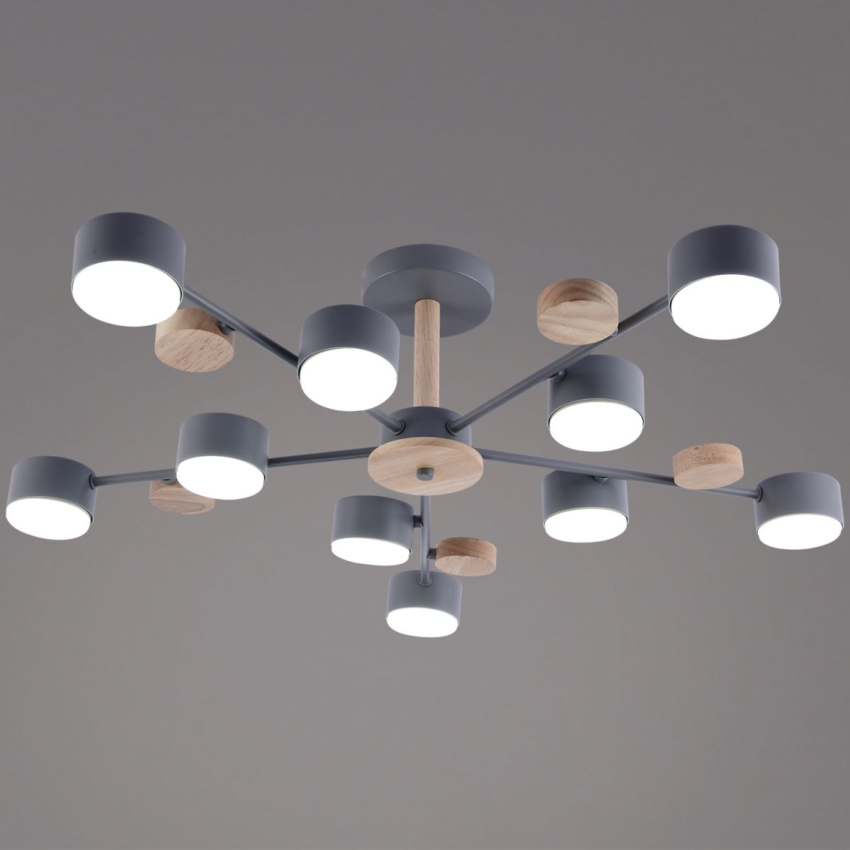 Потолочная люстра Reluce 03758-0.3-10 GREY+WOOD GX53 в Санкт-Петербурге