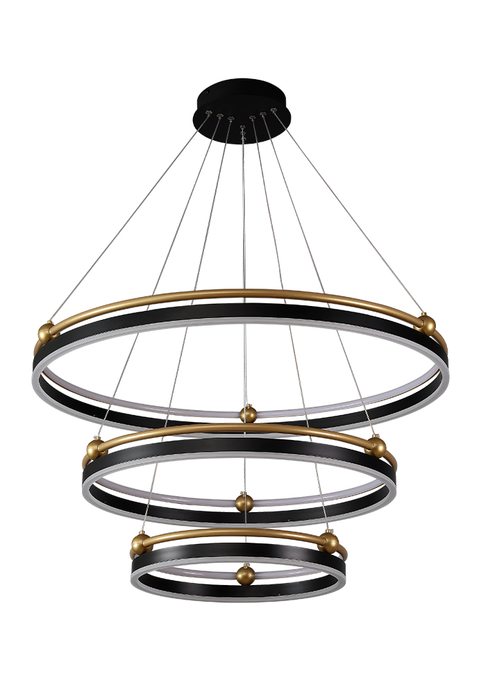 Подвесной светодиодный светильник Crystal Lux FERNANDO SP158W LED D400+600+800 BLACK/GOLD в Санкт-Петербурге