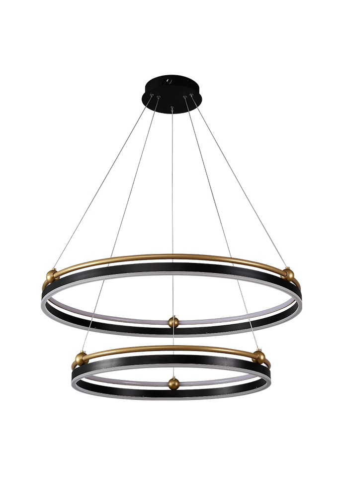 Подвесной светодиодный светильник Crystal Lux FERNANDO SP123W LED D600+800 BLACK/GOLD в Санкт-Петербурге