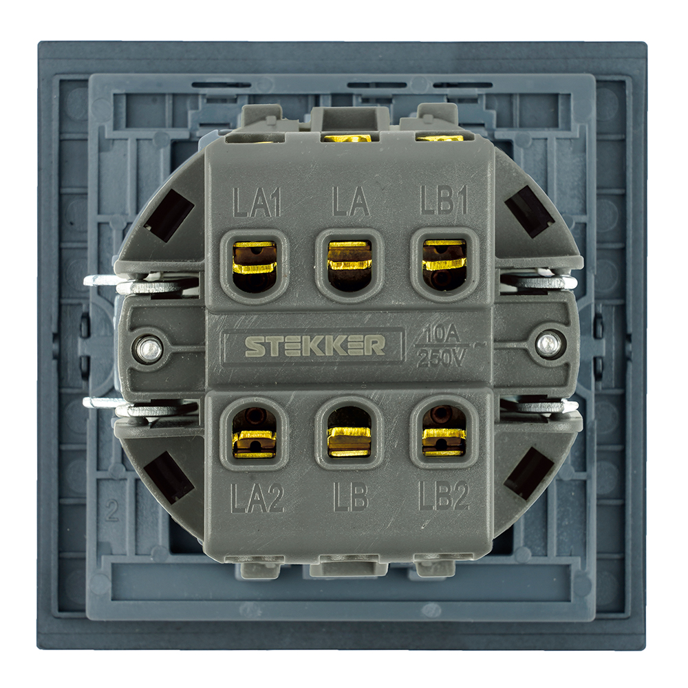 Переключатель перекрестный 1-клавишный (механизм) Stekker Мия 250В 10А RSW10-3110-05 черный бархат 50571 в Санкт-Петербурге