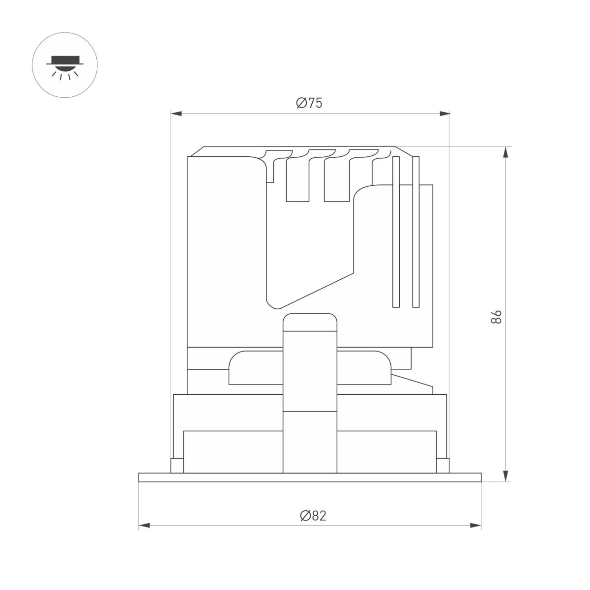 Встраиваемый светильник даунлайт Arlight MS-ARADO-BUILT-R75-12W Warm3000 (WH-WH, 24 deg, 230V) (IP20 Металл) 059107 в Санкт-Петербурге