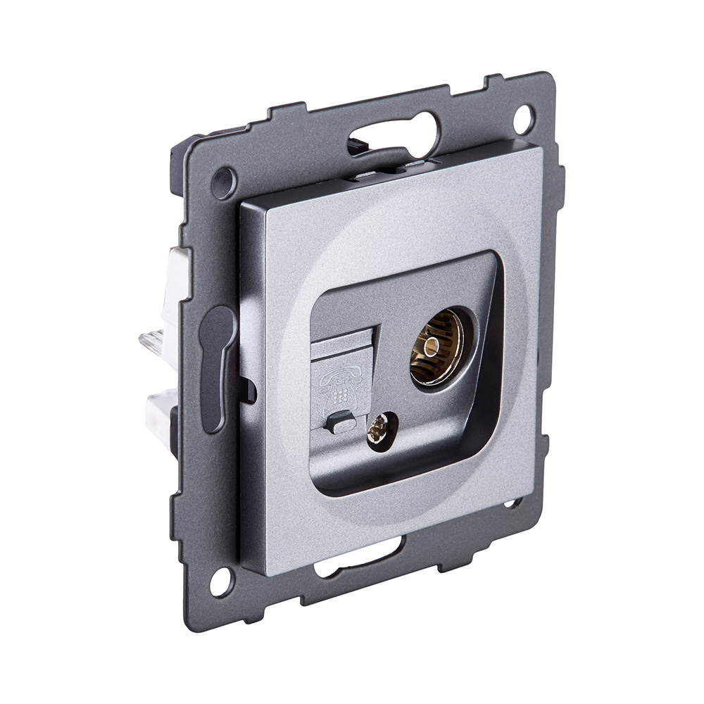 Розетка двойная TV (мама) + телефонная розетка RJ11, серый Kollinger REA-013GY для Aspekt, Eleganz, Reflex в #REGION_NAME_DECLINE_PP#