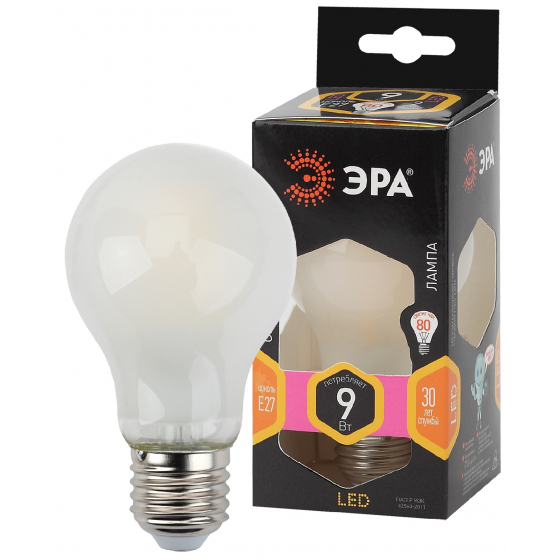 Лампа светодиодная Эра E27 9W 2700K F-LED A60-9W-827-E27 frost Б0035033 в Санкт-Петербурге