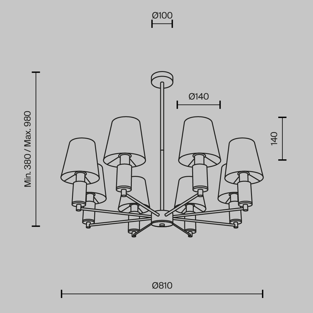 Люстра на штанге Maytoni Lira MOD483PL-08BS в #REGION_NAME_DECLINE_PP#
