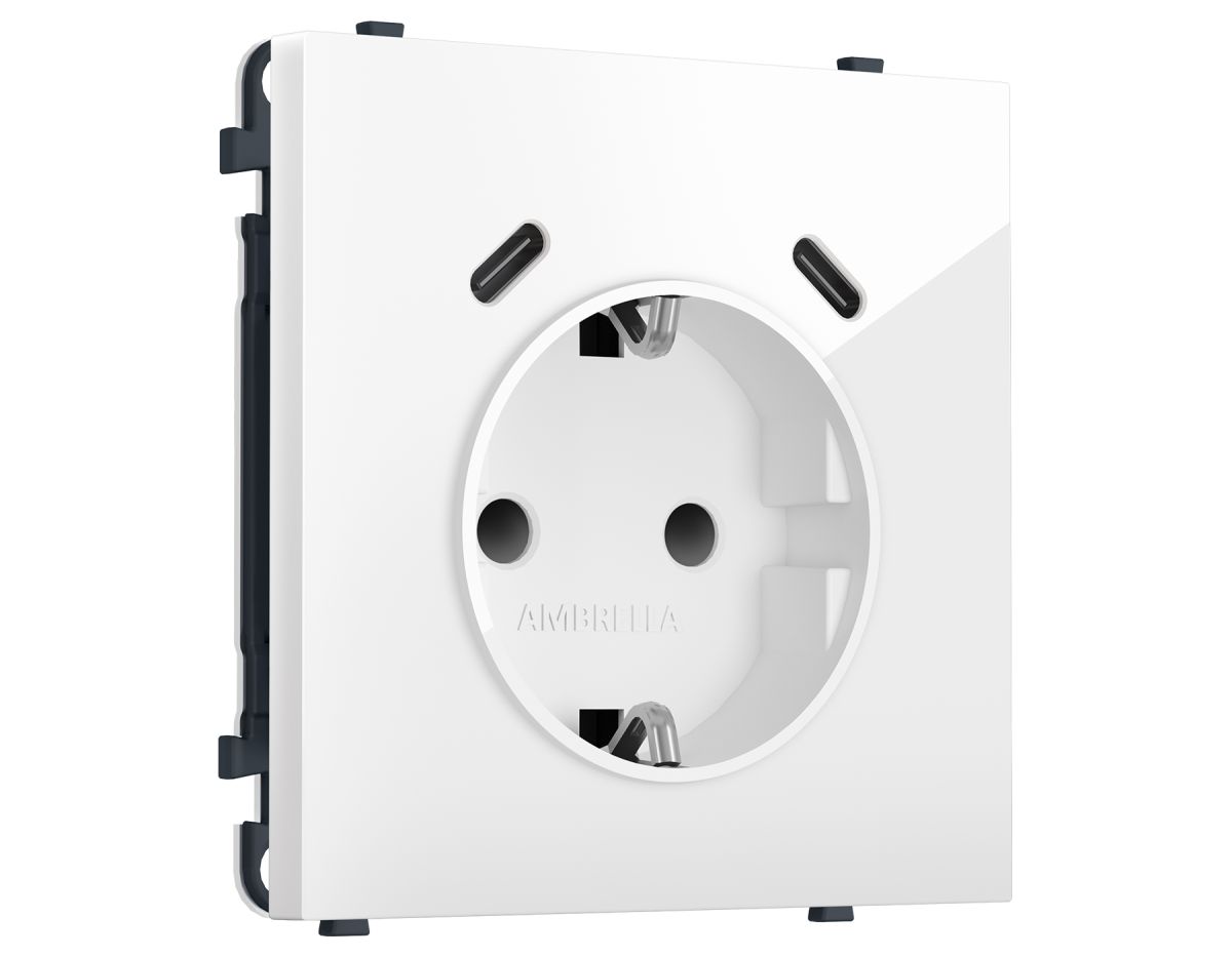 Комплект механизма электрической розетки SIGMA Белый глянец 2USB С+C 20W Ambrella Volt MS110510 (SP1105, PR165) в #REGION_NAME_DECLINE_PP#