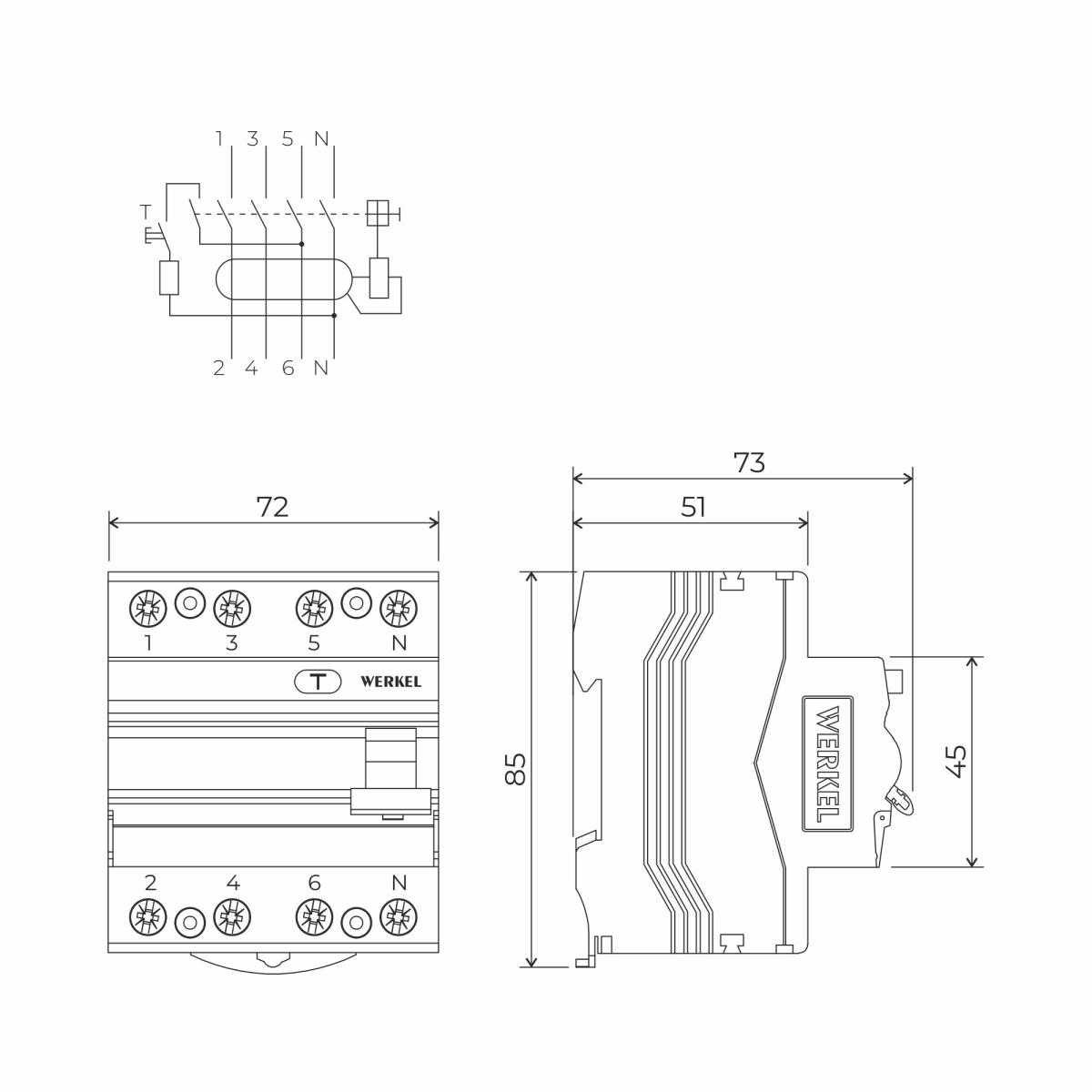 Устройство защитного отключения 3P+N 25 A 30 mА АС 6 kА Werkel W914P256 4690389193156 a062564 в Санкт-Петербурге
